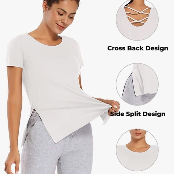 ⭐️nwt ALONG FIT Short-Sleeved T-Shirt Open Side Design⭐️ - Picture 2 of 12